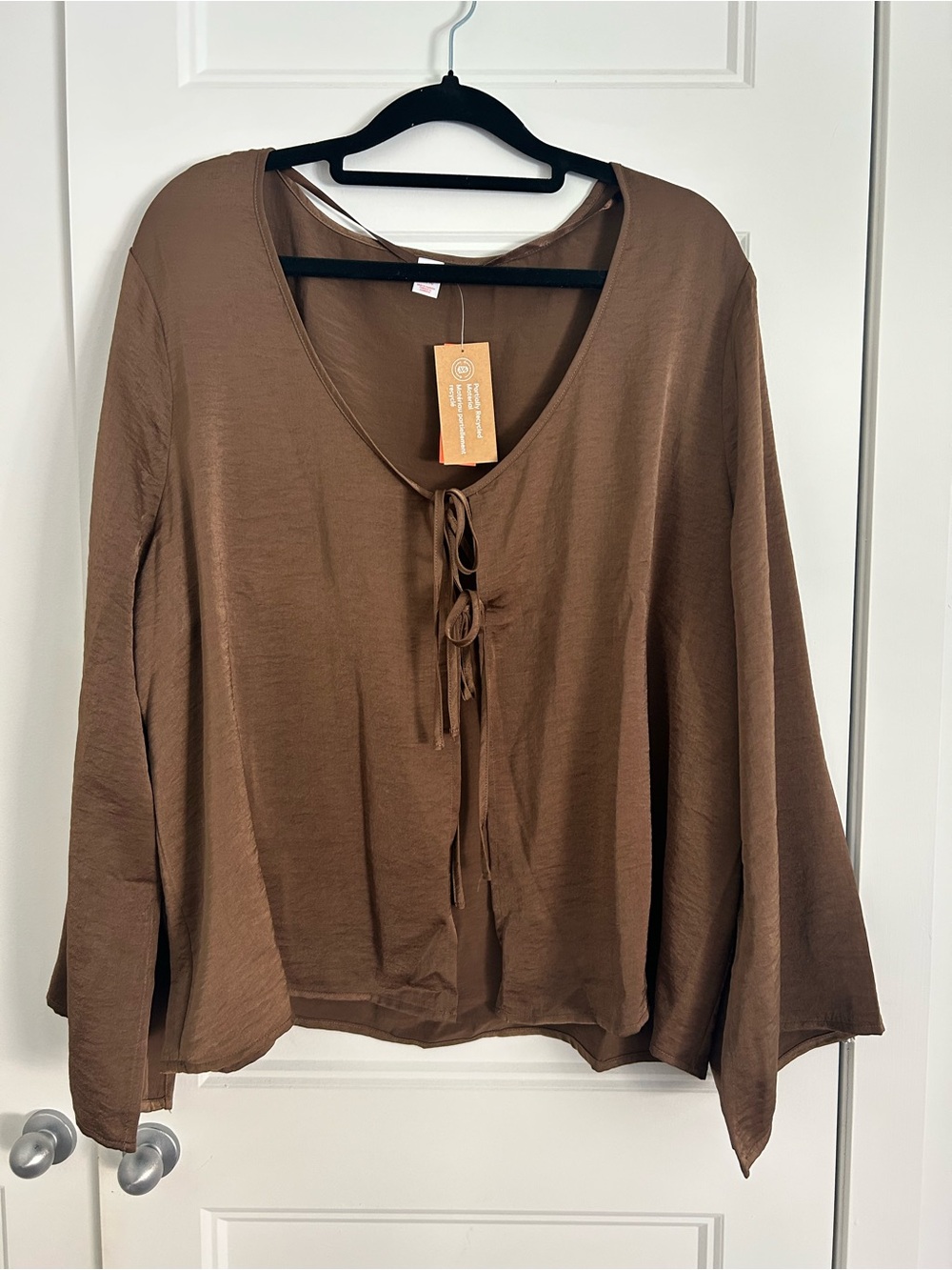 Greenish Brown front tie blouse